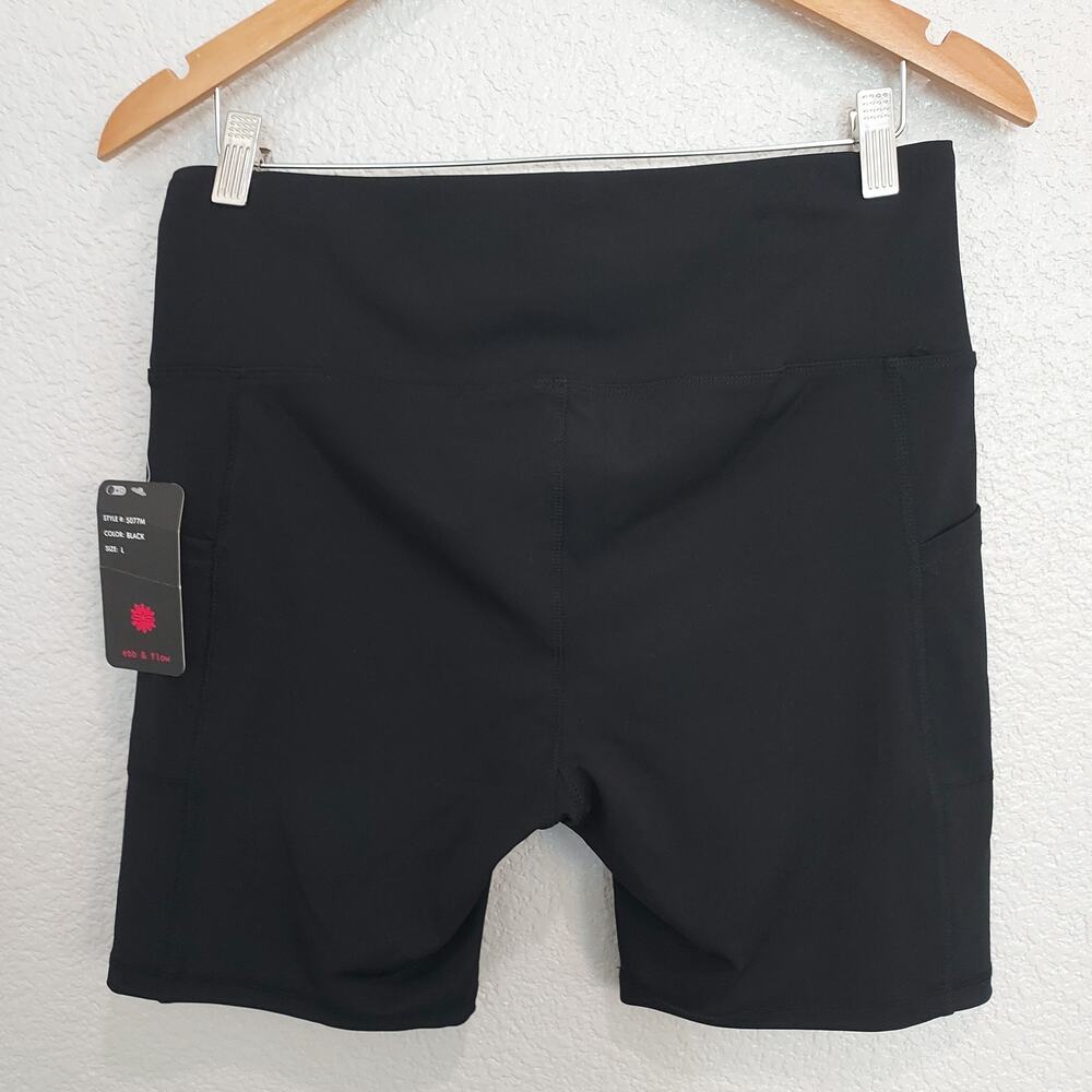 NEW Ebb & Flow Black Stretch Biker Shorts Size L - Picture 4 of 5